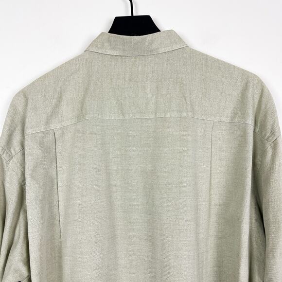 Ermenegildo Zegna Soft Large 43 17 Cotton Dress Shirt Gray Sage Green - Picture 5 of 9